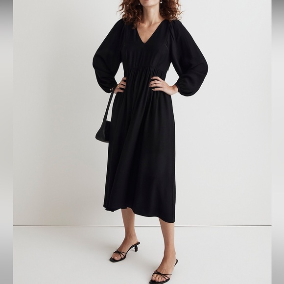 Madewell V-Neck Empire Midi Dress - Picture 3 of 7
